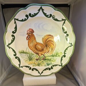 Vintage Neiman Marcus 12" Rooster Platter Charger – Hand Painted Made in Italy